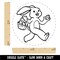 Skipping Easter Bunny Giving Eggs in Basket Rubber Stamp for Stamping Crafting Planners